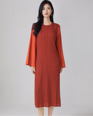 Luxury Pleated Bell Sleeve Dress