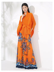 Luxurious Plissé Pleated Top & Maxi Skirt