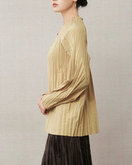 Premium Pleated Zip-Up Top