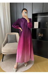 Women's Ombre Oversized Pleated Long Dress