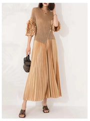 Luxury Formal Plisse Palazzo Pant Set