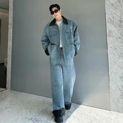 Men's Luxury Japanese Streetwear Baggy Denim 2-Piece Set