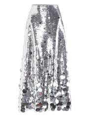 High-Waist Metallic Sequin Maxi Skirt