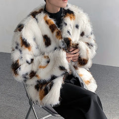 Men's Spotted Faux Fur Coat | Luxury Streetwear