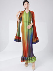 Designer Pleated Shawl Sleeveless Dress