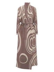 Luxury Plissé Geometric Long Coat