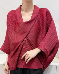 Luxury Overlap Draped Plissé Top