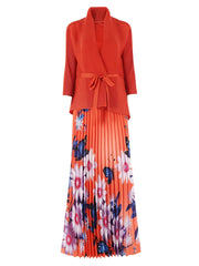 Truly Pleated 2-Piece Long Skirt & Coat Set