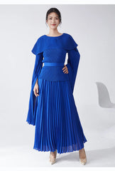 Maxi Pleated Skirt & Dolman Sleeve Top