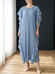 Luxury Plissé Ruffle Kaftan Dress