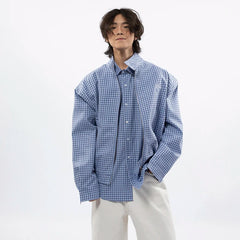 Men's Plaid Double Blouse Streetwear Jacket