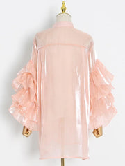 HEYFANCYSTYLE Luxurious Ruffle Sheer Blouse