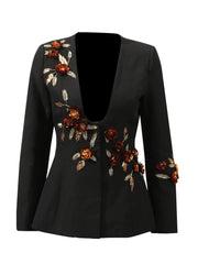 Luxury Black Deep Plunge Blazer