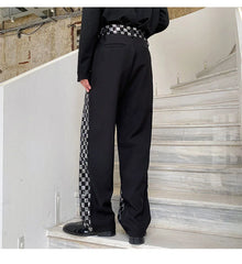 Men's Metallic Checkered Black Trousers