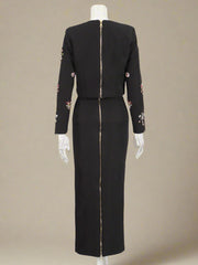 Luxury Crystal Top & Long Skirt Set