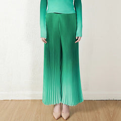 High-Waisted Plissé Wide-Leg Pants