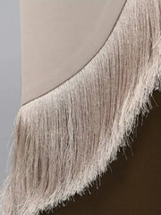 Asymmetric Fringe Long Trench Coat