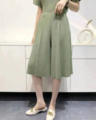 Elegant Pleated Shorts Set