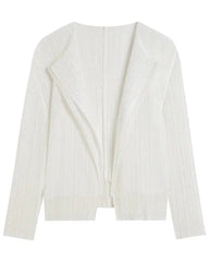 Lightweight Plisse Open-Front Cardigan