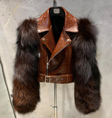Crocodile Lamb Leather & Fox Jacket