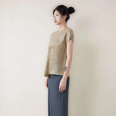 Metallic Japanese Pleated Dolman Top