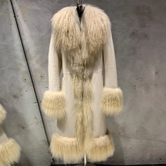 Genuine Shearling Suede Fur Long Coat