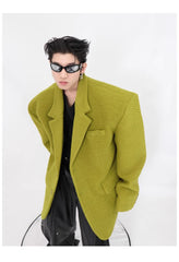 Men's Luxury Oversized Textured Wool Blend Blazer