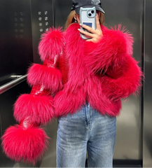 Luxury Fox Fur Cropped Coat
