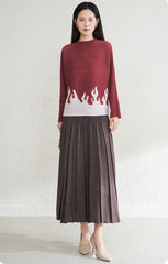 Japanese Plissé Long-Sleeve Blouse