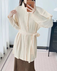 Luxury Plisse Mid-Length Jacket