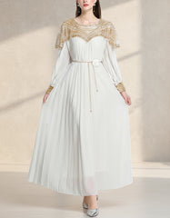 Luxury Plissé Embellished Dress