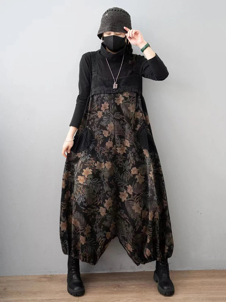 HEYFANCYSTYLE Couture Black Denim Harem Jumpsuit