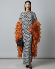 Luxury Plisse Wing-Sleeve Dress