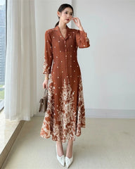 Luxury Plissé  3/4 Sleeve Dress