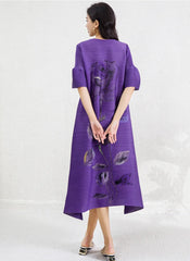 Plissé Floral Midi Dress