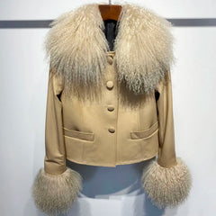 Couture Lambskin Leather Sheepskin Blazer