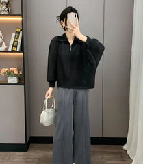 Elegant Pleated Dolman Blouse