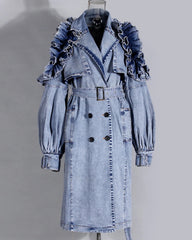 Luxury Soft Denim Trench Coat