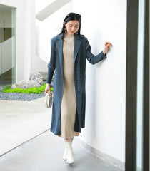 Truly Pleated Stretchy Long Coat