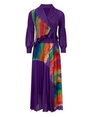 Elegant Micro-Pleated Wrap Dress