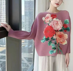 Floral Pleated Batwing Top