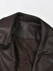 Women's Faux Vegan Leather Trench Coat