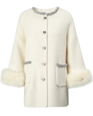 Luxury Woolen Faux Fur Coat
