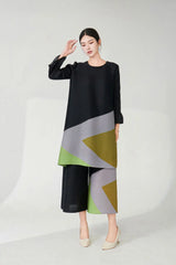 Modern Pleat Geometric Trouser Set