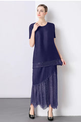 Luxury Sequin Pleated Top & Skirt