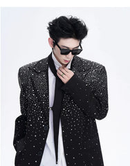 Men's Black Crystal Embellished Blazer