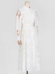 Fit & Flare Floral Lace Midi Dress