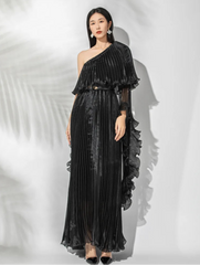Luxe Plissé One-Shoulder Dress