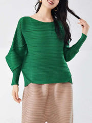 Elegant Plissé Long-Sleeve Top