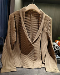 Thick Pleated Draped Cardigan